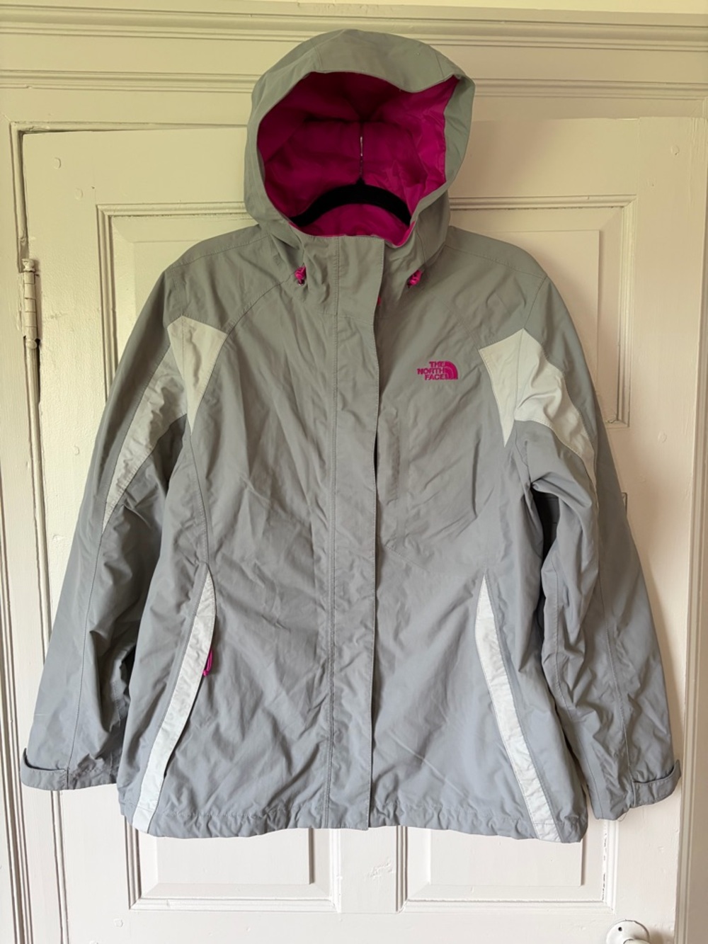 The North Face Gray & Pink Hooded Hyvent Jacket